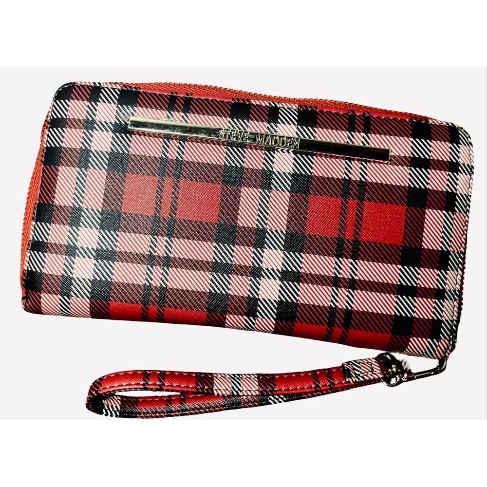 Steve Madden Plaid Zip Around Wallet